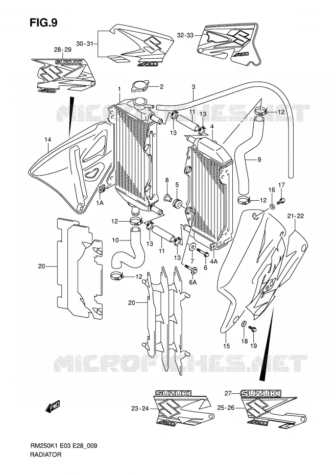 RADIATOR Suzuki MOTO 250 RM 2006  RM250ZK6(E3/E28)