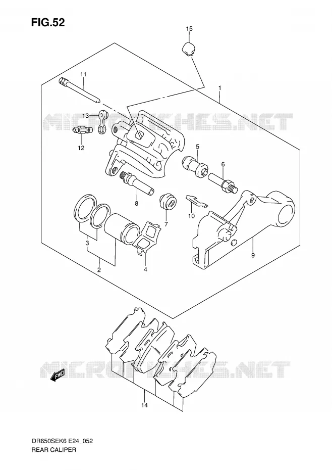 REAR CALIPER Suzuki MOTO 650 DR 2008  DR650SEK8(E24)