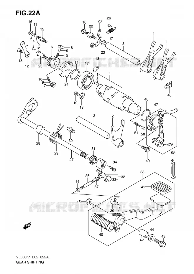 SCHAKELEN ASSY (MODELE K5) Suzuki MOTO 800 VOLUSIA 2002  VL800K2(E2)