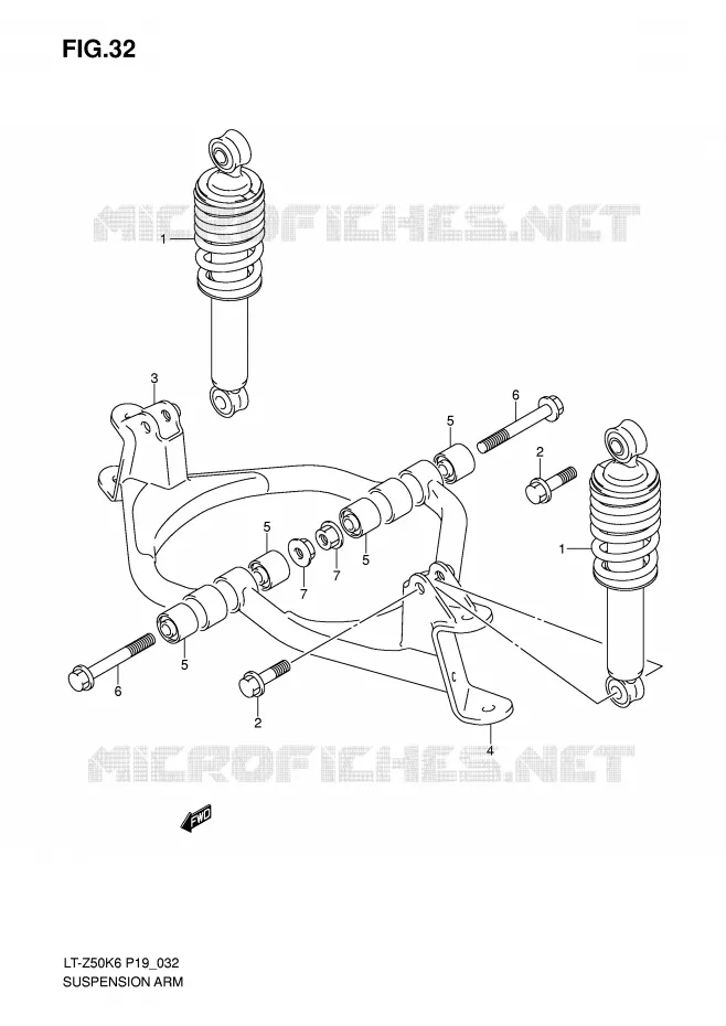 SCHOKDEMPER - VORKBEEN Suzuki QUAD 50 QUADSPORT 2008  LT-Z50K8(P19)