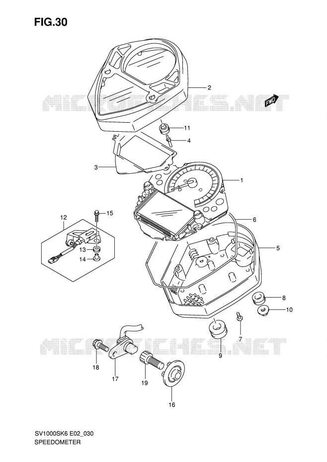 SNELHEIDSMETER (SV1000S/S1/S2) Suzuki MOTO 1000 SV 2006  SV1000S2K6(E2)