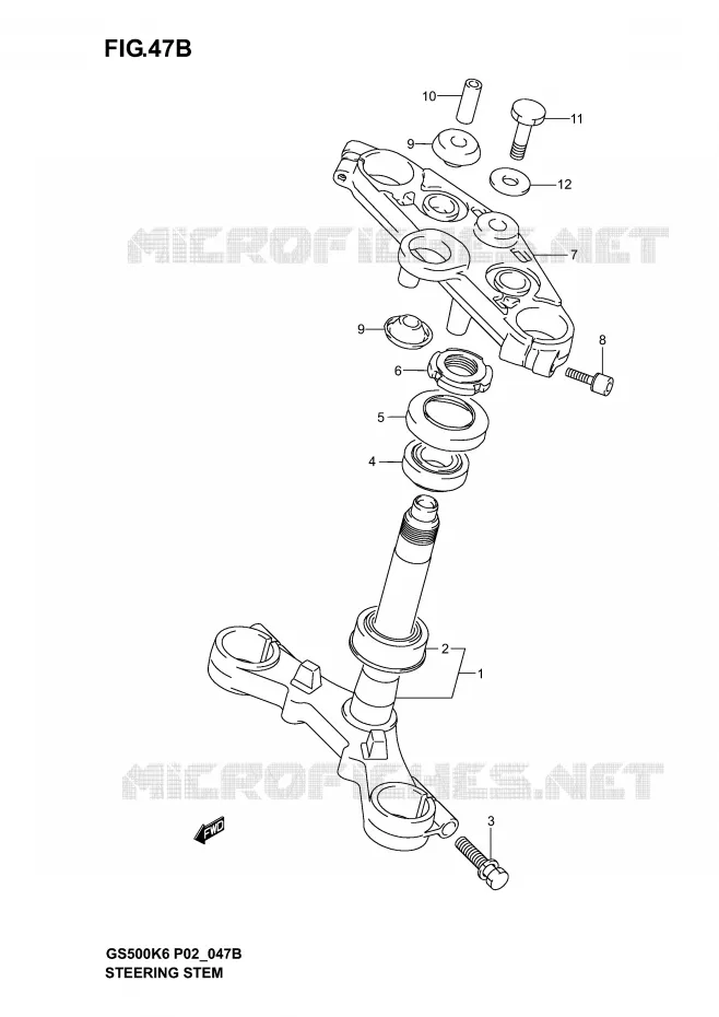 STUURKOLOM (GS500FK4/K5/K6/FUK4/K5/K6) Suzuki MOTO 500 GS-F 2006  GS500FK6(P19)