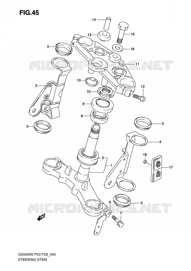 STUURKOLOM (MODELE K3) Suzuki MOTO 500 GS-F 2004  GS500FK4(P3)
