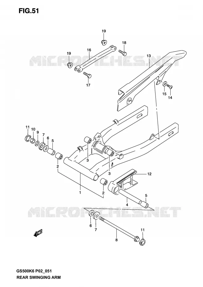 SWINGARM (MODELE K3) Suzuki MOTO 500 GS-F 2006  GS500FK6(P19)