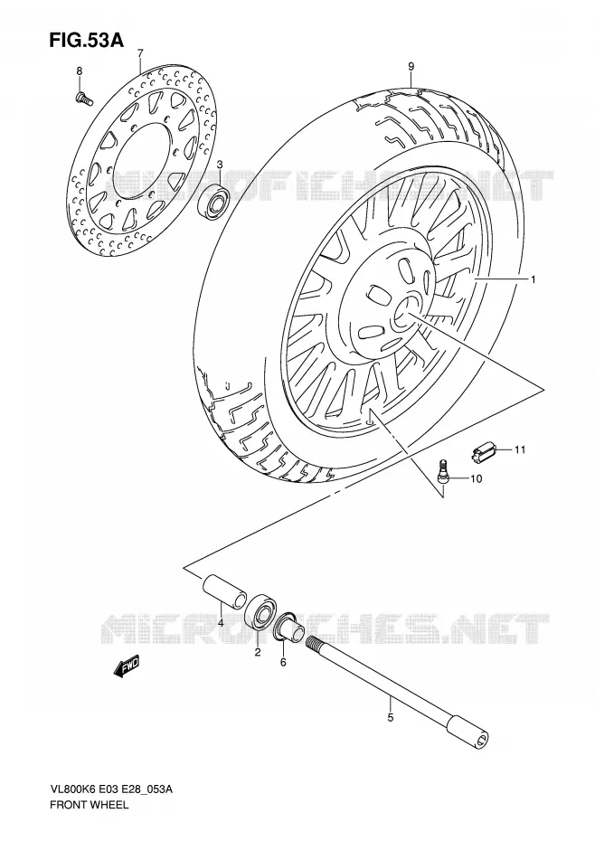 VOORWIEL (VL800CK6/CK7/CK8/CK9/CL0) Suzuki MOTO 800 VOLUSIA 2008  VL800TK8(E3/E28)