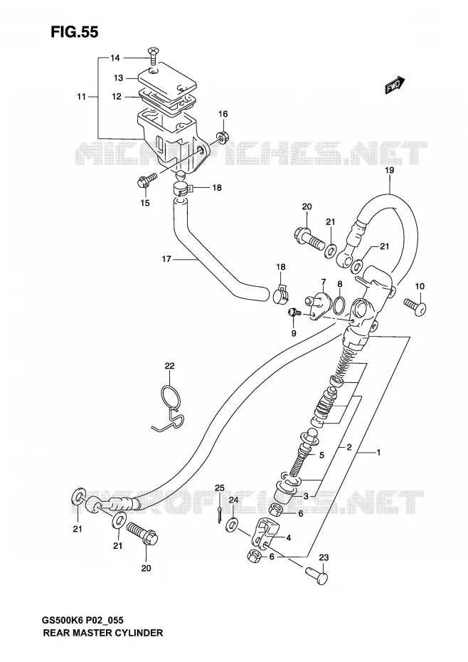 ACHTER HOOFDREMCILINDER (MODELE K3) Suzuki MOTO 500 GS-E 2005  GS500K5(P19)