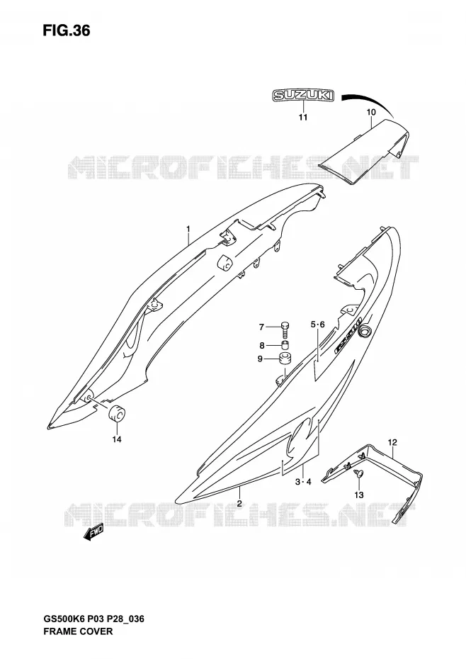 ACHTER KUIP  (MODELE K3) Suzuki MOTO 500 GS-F 2006  GS500FK6(P3)