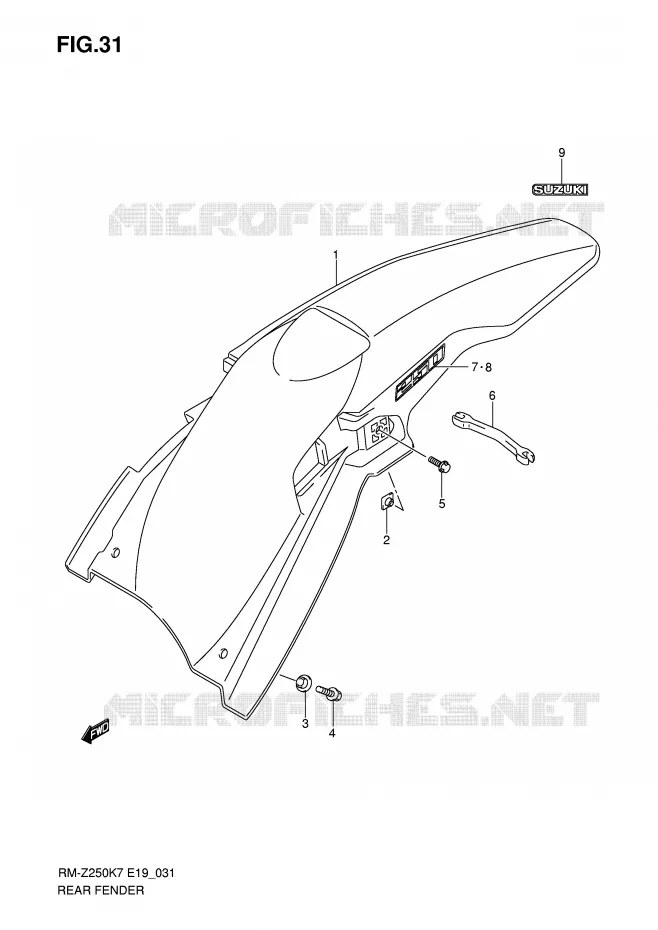 ACHTERSPATBORD Suzuki MOTO 250 RM-Z 2009  RM-Z250K9(E19)