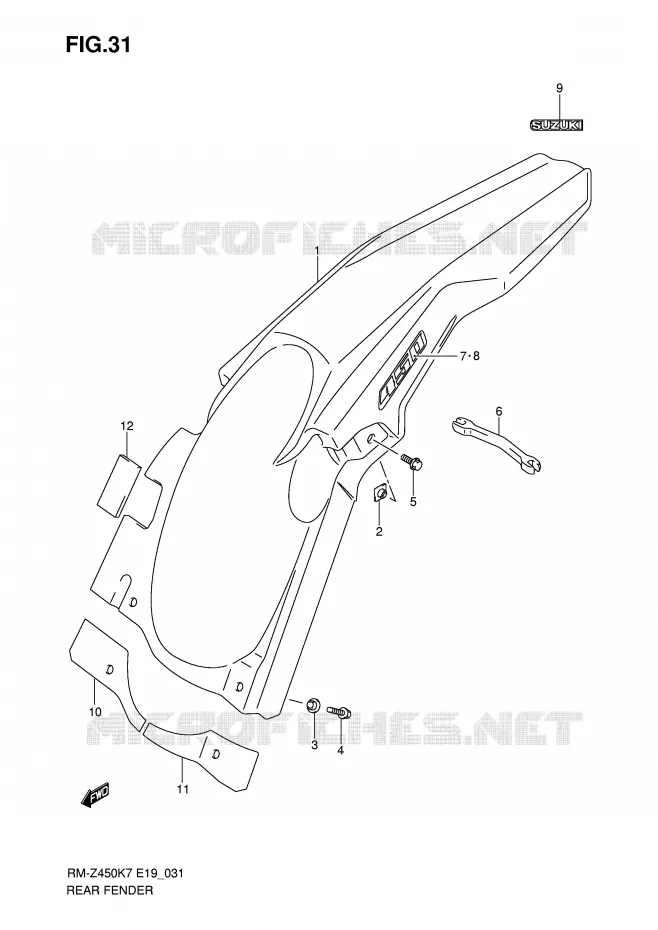 ACHTERSPATBORD Suzuki MOTO 450 RM-Z 2007  RM-Z450K7(E19)