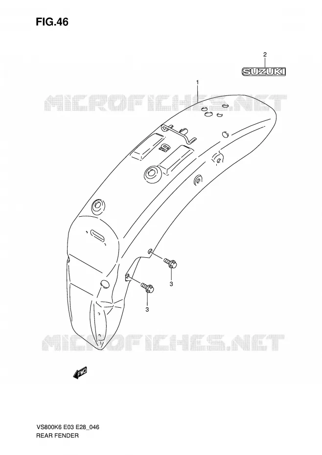 ACHTERSPATBORD Suzuki MOTO 800 INTRUDER 2009  VS800K9(E3/E28)