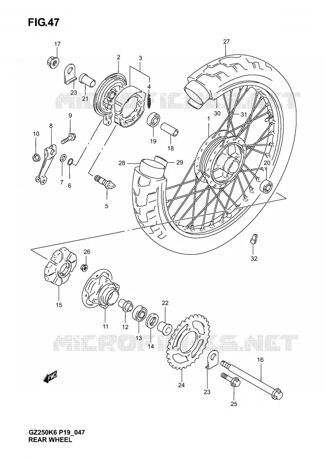ACHTERWIEL Suzuki MOTO 250 MARAUDER 2006  GZ250K6(P19)