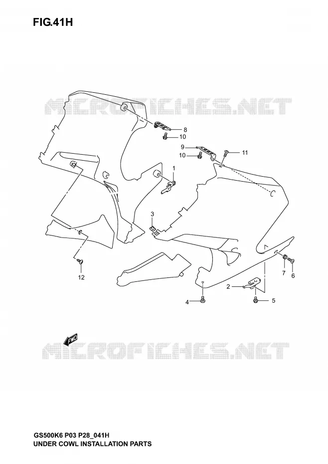 FAIRING INSTALLATIEDELEN (GS500FK4/K5/K6) Suzuki MOTO 500 GS-F 2005  GS500FK5(P3)