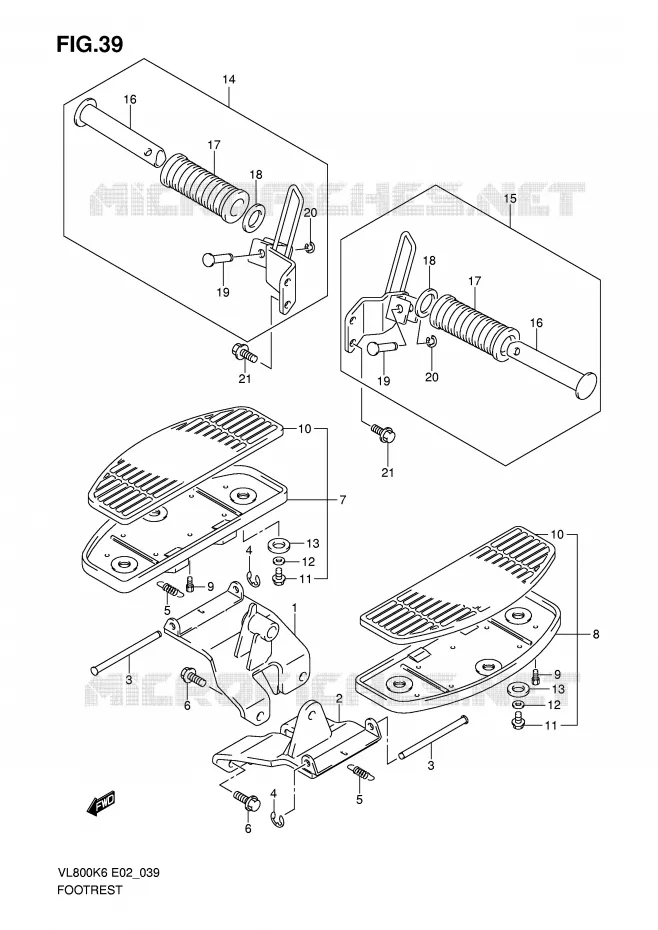FOOTREST (MODEL K6/K7/K8) Suzuki MOTO 800 VOLUSIA 2009  VL800CUEK9(E2)