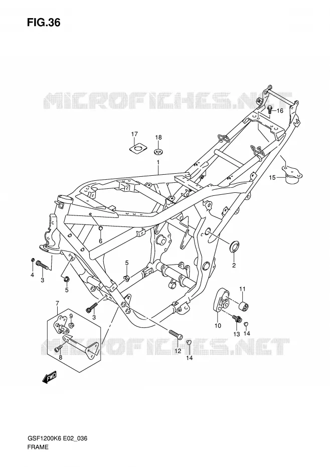 FRAME Suzuki MOTO 1200 BANDIT 2006  GSF1200S K6 (E02,E19,E37)