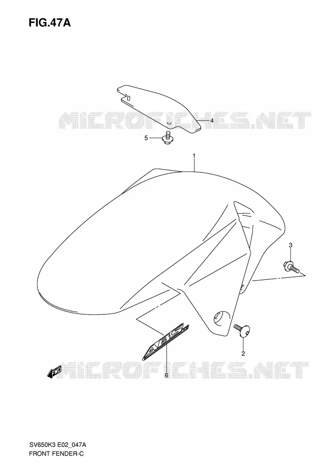 FRONT FENDER (MODEL K7) Suzuki MOTO 650 SV 2003  SV650K3(E2)
