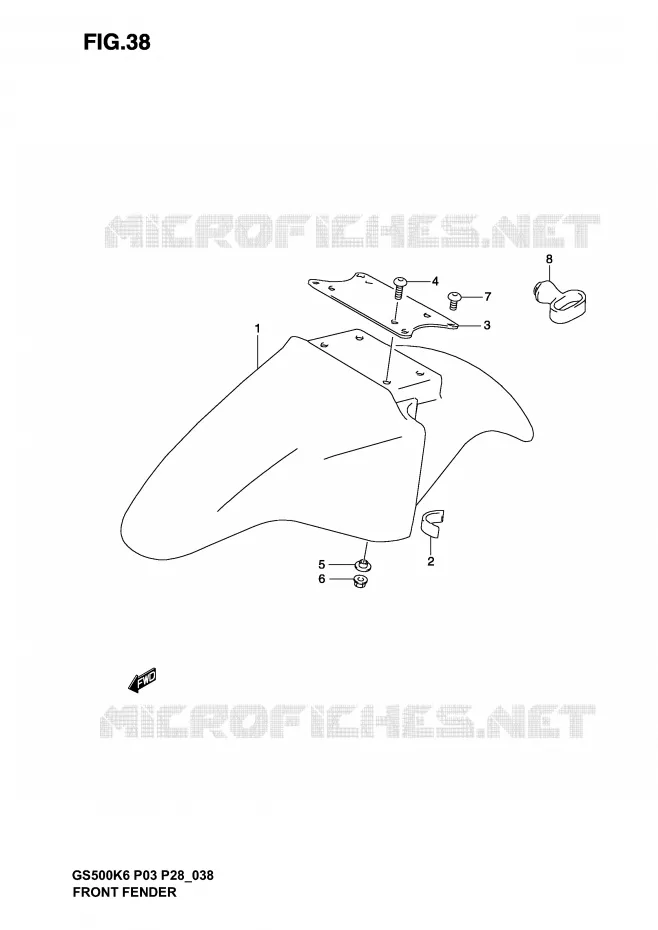 FRONT FENDER (MODELE K3) Suzuki MOTO 500 GS-F 2004  GS500FK4(P3)