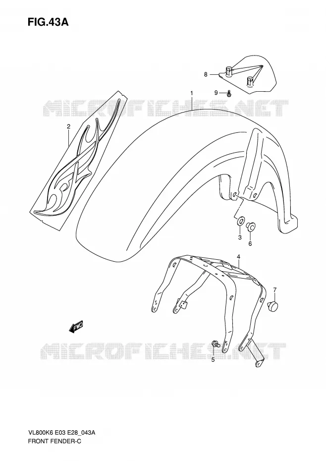 FRONT FENDER (VL800CK7) Suzuki MOTO 800 VOLUSIA 2007  VL800CK7(E3/E28)