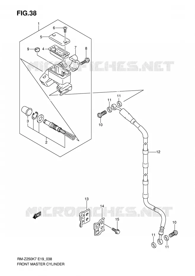 FRONT HOOFDREMCILINDER (MODEL K7) Suzuki MOTO 250 RM-Z 2008  RM-Z250K8(E19)