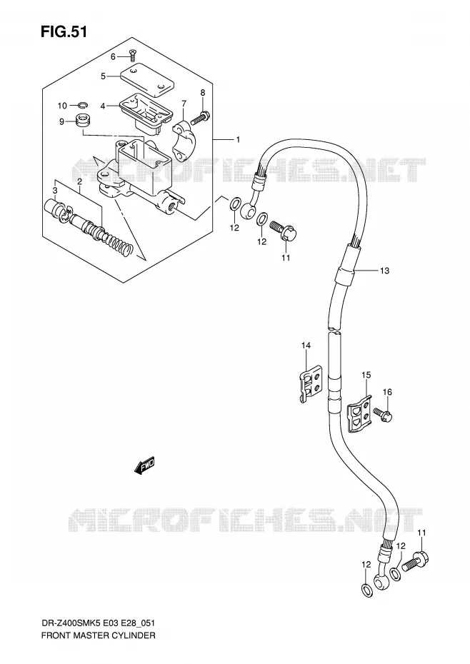 FRONT HOOFDREMCILINDER Suzuki MOTO 400 DR-Z 2006  DR-Z400SMK6(E3/E28)