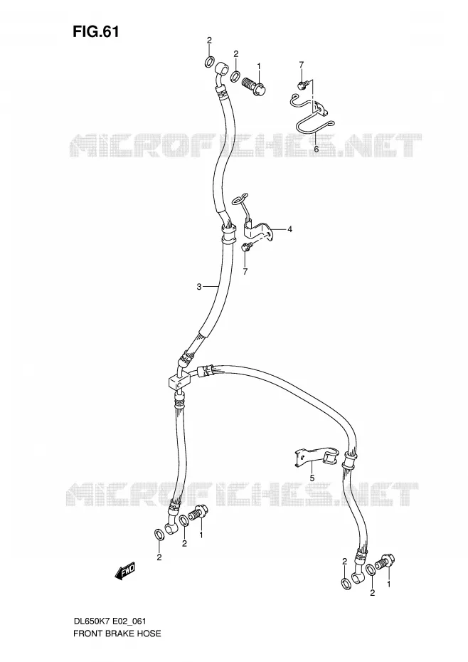 FRONT REMSLANG (DL650K7/K8/K9/L0/UEL0) Suzuki MOTO 650 V-STROM 2007  DL650K7(E2)