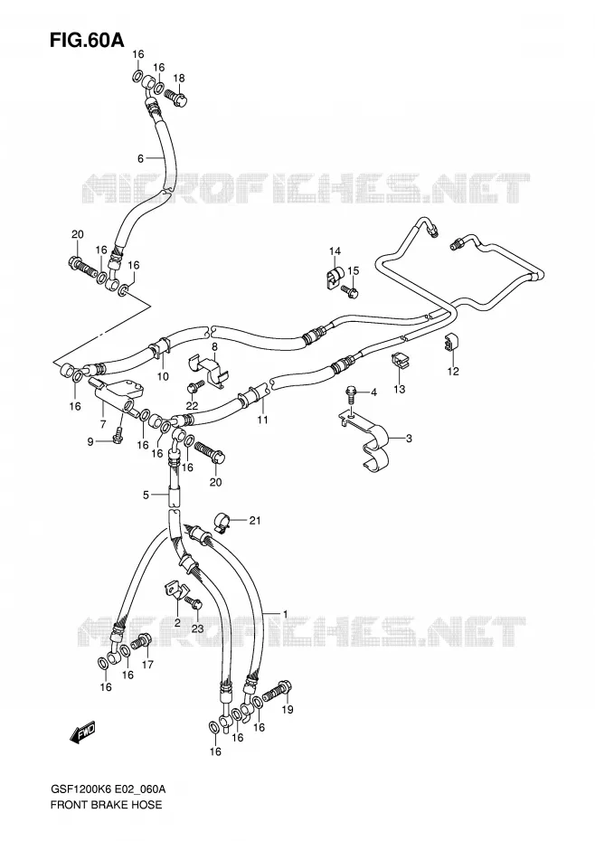 FRONT REMSLANG (GSF1200AK6/SAK6) Suzuki MOTO 1200 BANDIT 2006  GSF1200K6(E2)