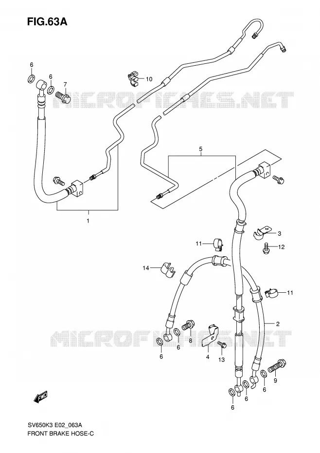 FRONT REMSLANG(SV650AK7/AUK7/SAK7/SUAK7) Suzuki MOTO 650 SV-S 2003  SV650SUK3(E2)