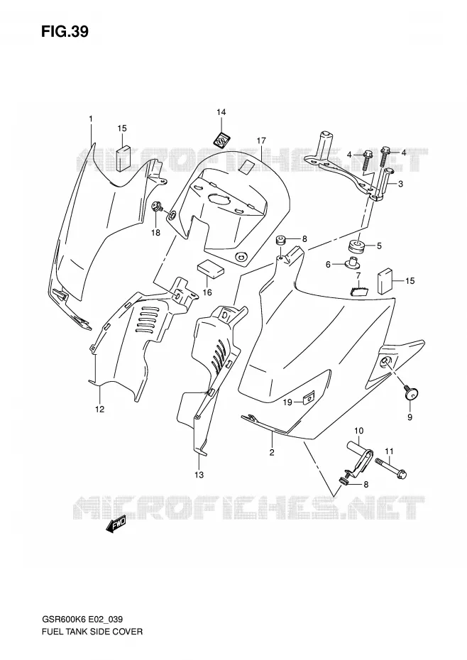 FUEL TANK ZIJKLEP (MODEL K6/K7) Suzuki MOTO 600 GSR 2007  GSR600UAK7(E2)