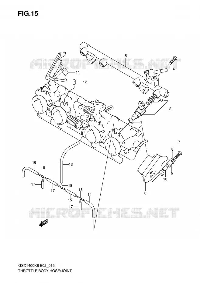 GASKLEPHUIS SLANG / JOINT Suzuki MOTO 1400 GSX 2006  GSX1400K6(E2)