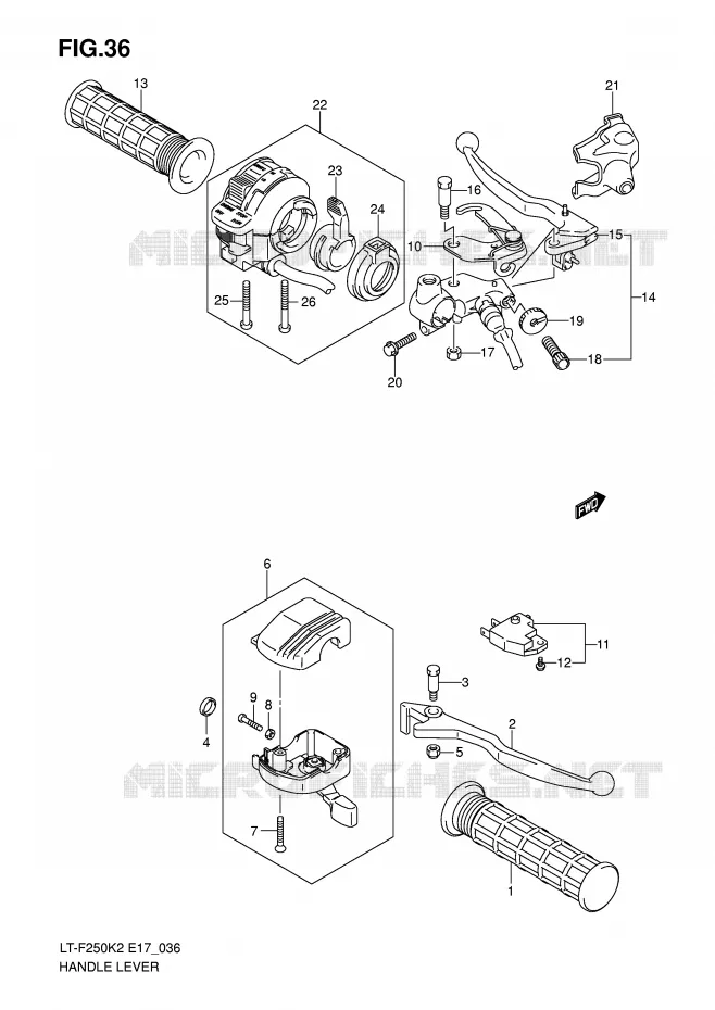 HANDGRIPS - LEVERS (MODELE K2/K3) Suzuki QUAD 250 OZARK 2004  LT-F250K4(E17)