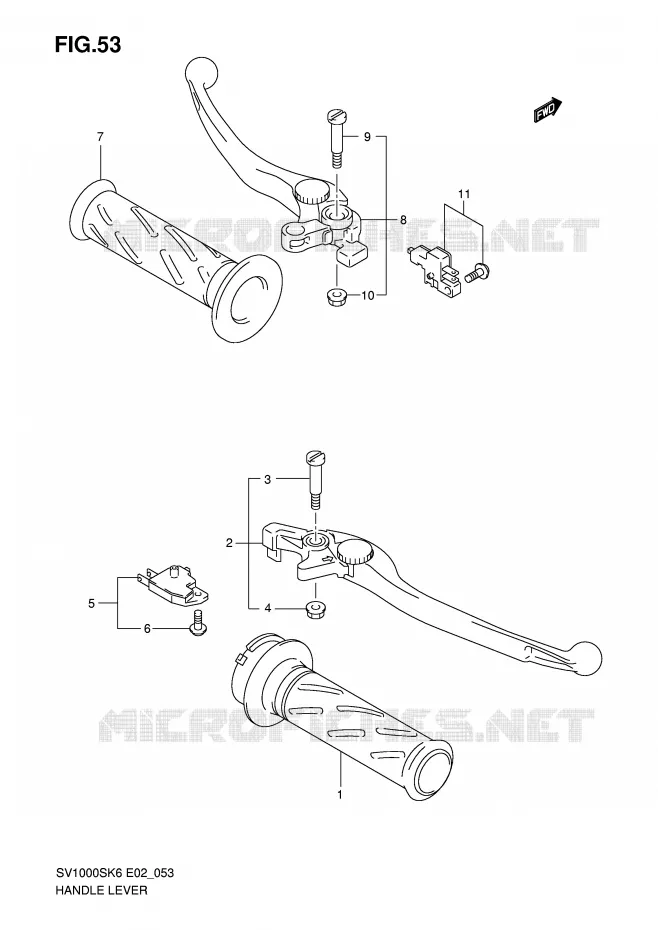 HANDGRIPS - LEVERS (SV1000/U1/U2) Suzuki MOTO 1000 SV 2006  SV1000U1K6(E2)