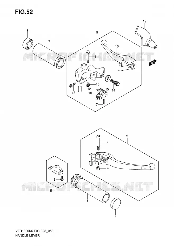 HANDGRIPS - LEVERS Suzuki MOTO 1800 INTRUDER 2009  VZR1800NK9(E3/E28)