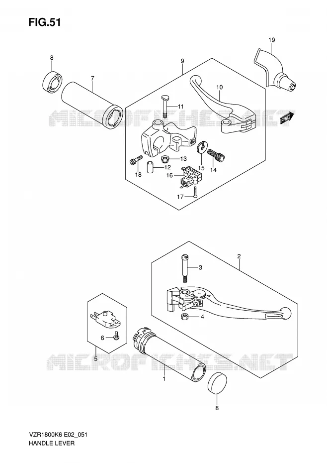 HANDGRIPS - LEVERS Suzuki MOTO 1800 INTRUDER 2009  VZR1800U2K9(E2)
