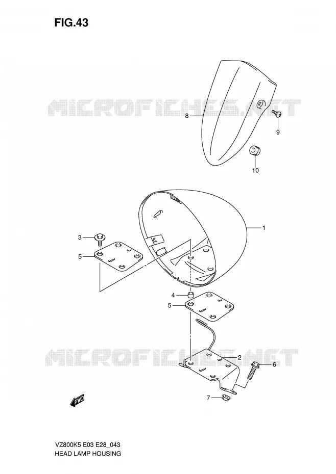 HEADLIGHT BOWL Suzuki MOTO 800 MARAUDER 2007  VZ800ZK7(E3/E28)