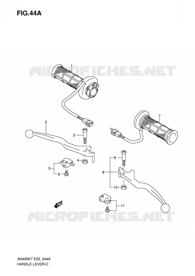 HEFBOMEN - HANDGRIPS (AN400Z/ZA) Suzuki SCOOTER 400 BURGMAN 2008  AN400K8(E2)
