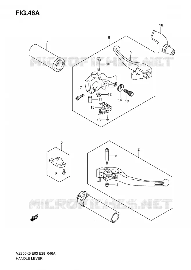 HEFBOMEN - HANDGRIPS (MODEL K7/K8/K9) Suzuki MOTO 800 MARAUDER 2008  VZ800K8(E3/E28)