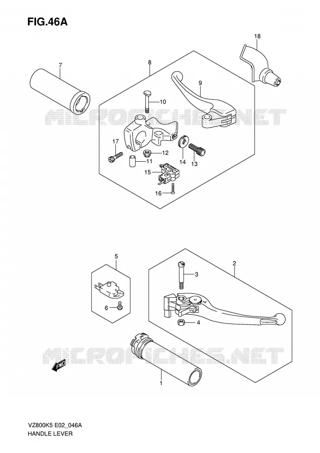 HEFBOMEN - HANDGRIPS (MODEL K7/K8/K9) Suzuki MOTO 800 MARAUDER 2009  VZ800UK9(E2)