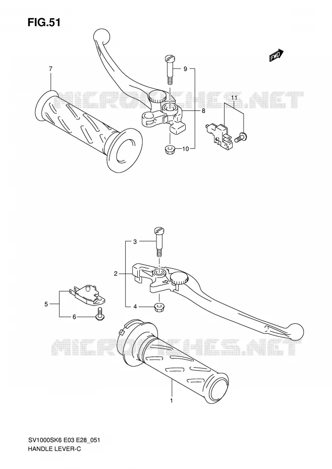 HEFBOMEN - HANDGRIPS (SV1000K6 E33) Suzuki MOTO 1000 SV 2006  SV1000SK6(E3/E28)