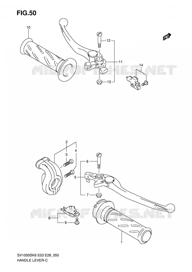 HEFBOMEN - HANDGRIPS (SV1000S) Suzuki MOTO 1000 SV 2007  SV1000SK7(E3/E28)