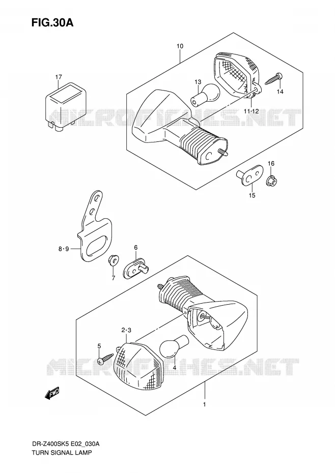 INDICATOREN (MODEL K6/K7/K8) Suzuki MOTO 400 DR-Z 2009  DR-Z400SK9(E2)