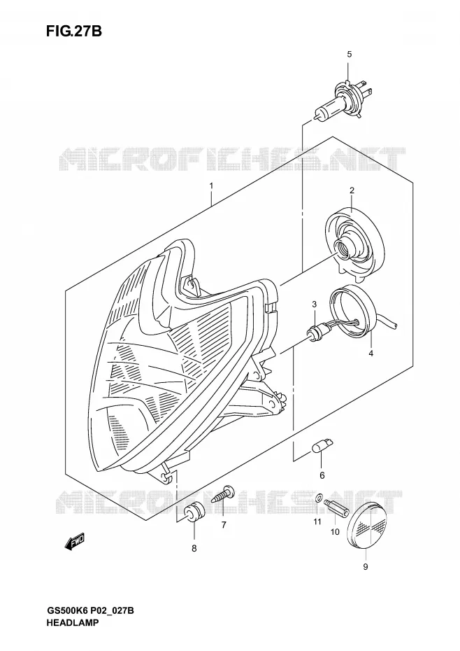KOPLAMP (GS500FK4/K5/K6 P24) Suzuki MOTO 500 GS-E 2005  GS500UK5(P19)