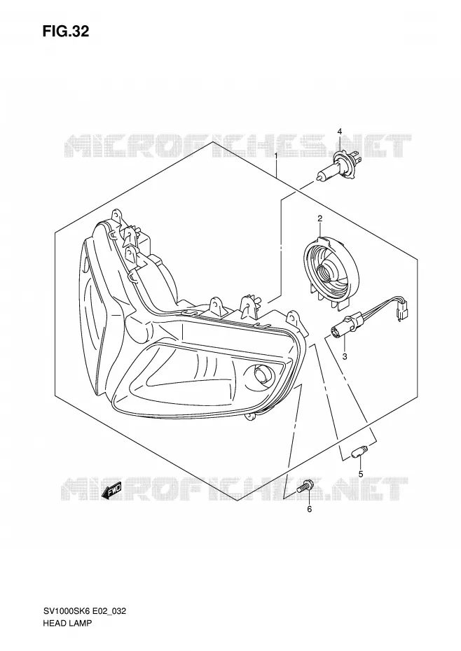 KOPLAMP (SV1000 S/S1/S2) Suzuki MOTO 1000 SV 2007  SV1000U2K7(E2)