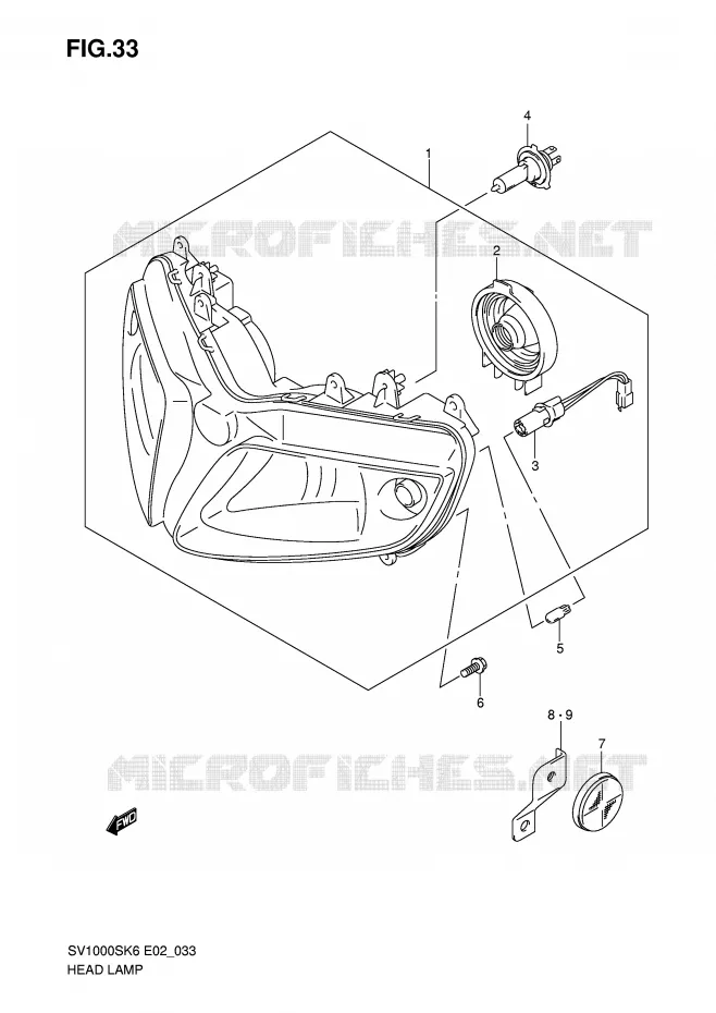 KOPLAMP (SV1000S E24) Suzuki MOTO 1000 SV 2006  SV1000K6(E2)