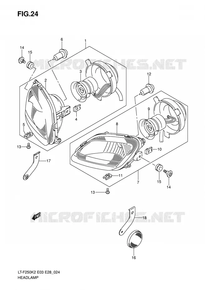 KOPLAMP Suzuki QUAD 250 OZARK 2003  LT-F250K3(E3/E28)