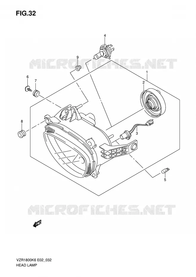 KOPLAMP (VOIR NOTE) Suzuki MOTO 1800 INTRUDER 2008  VZR1800NU2K8(E2)