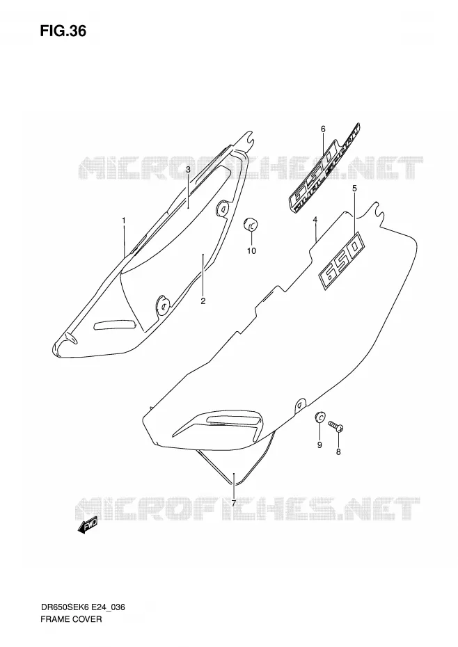 KUIP (MODEL K6/K7) Suzuki MOTO 650 DR 2010  DR650SEL0(E24)