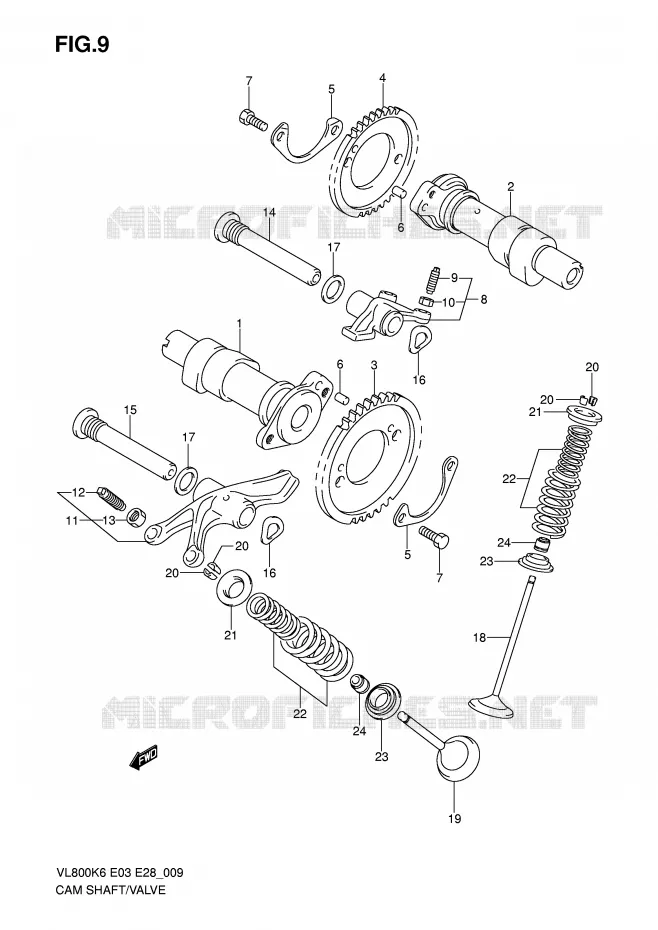 NOKKENAS - VALVES Suzuki MOTO 800 INTRUDER 2010  VL800CL0(E3/E28)