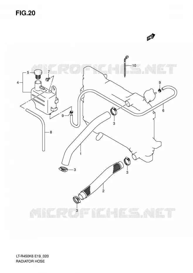 RADIATOR SLANG Suzuki QUAD 450 QUADRACER 2009  LT-R450ZK9(E19)