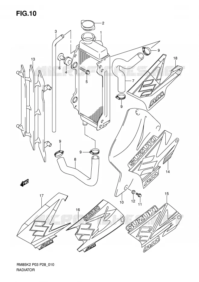RADIATOR Suzuki MOTO 85 RM 2004  RM85K4(P3/P28)