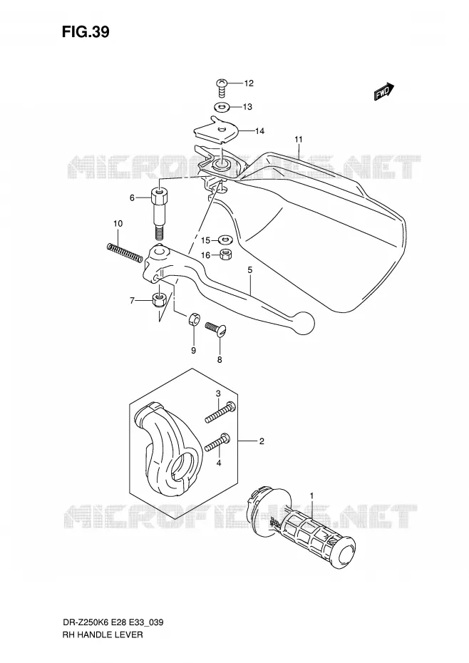 RECHTER HENDEL - HANDGREEP Suzuki MOTO 250 DR-Z 2006  DR-Z250K6(E28/E33)