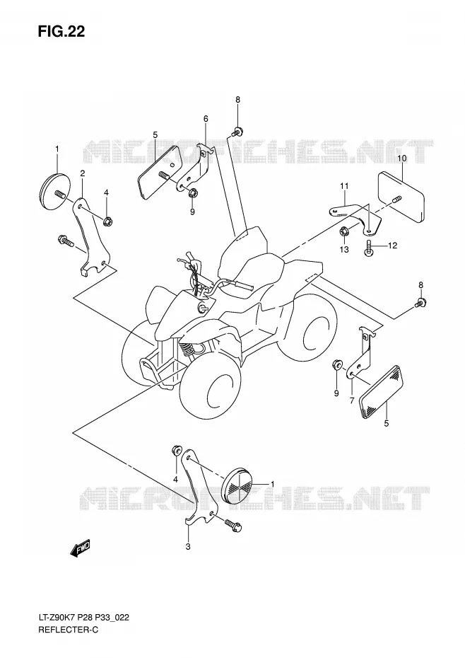 REFLECTOR (P28) Suzuki QUAD 90 QUADSPORT 2010  LT-Z90L0(P28/P33)